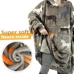 Catalonia Horse Print Oversized Blanket Hoodie Sweatshirt, Wearable Fleece Pullover for Adults Men Women