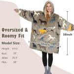 Catalonia Horse Print Oversized Blanket Hoodie Sweatshirt, Wearable Fleece Pullover for Adults Men Women