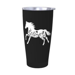 Wisedeal Floral Horse Stainless Steel Mug Black 20 Oz - Keeps Drinks Hot for About 5 Hours and Cold for Up to 12 Hours, Christmas and Birthday Gifts, Perfect for Cafes Offices and Home Use