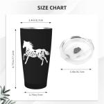 Wisedeal Floral Horse Stainless Steel Mug Black 20 Oz - Keeps Drinks Hot for About 5 Hours and Cold for Up to 12 Hours, Christmas and Birthday Gifts, Perfect for Cafes Offices and Home Use