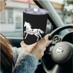 Wisedeal Floral Horse Stainless Steel Mug Black 20 Oz - Keeps Drinks Hot for About 5 Hours and Cold for Up to 12 Hours, Christmas and Birthday Gifts, Perfect for Cafes Offices and Home Use