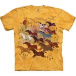 The Mountain Horses and Sun Shirt for Men, Animal Graphic Tees Men, Western Nature Oversized Casual T-Shirt, XL Gold