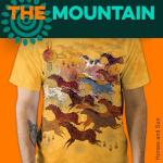 The Mountain Horses and Sun Shirt for Men, Animal Graphic Tees Men, Western Nature Oversized Casual T-Shirt, XL Gold