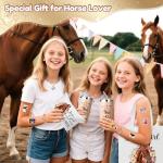 Y1tvei Horses Canvas Bag Gifts - 61Pcs Just A Girl Who Loves Horses Canvas Tote Bag Makeup Pouch, Thermos Cup Stockings Pink Bracelet Card Heart Necklace Stickers Keychain, Horse Lover Gifts for Girls