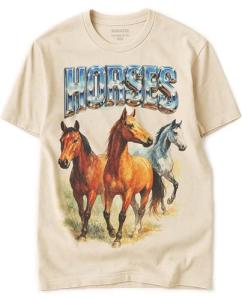 Horse Heavy Metal Tshirt for Men & Women, Farm Animal Lover - 100% Natural Undyed Cotton