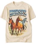 Horse Heavy Metal Tshirt for Men & Women, Farm Animal Lover - 100% Natural Undyed Cotton