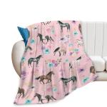 Western Horse Throw Blanket - Soft Plush Fleece Farm Animal Blankets- Cozy Horse Stuffed Gifts for Women Girls Kids 40"X50"