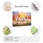 Seven Lucky Running Wild Horses Wall Art Animal Posters 7 Horses Running Painting 2 Canvas Poster Bedroom Decor Sports Landscape Office Room Decor Gift Frame-style Frame-style12x18inch(30x45cm)