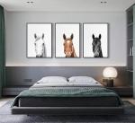 JJN 3Pcs Horse Wall Art Modern Animals Country Farm Animals Prints Posters Horse Portrait Canvas Painting Pictures for Home Farmhouse Bathroom Bedroom Living Room Unframed
