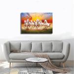 Seven Lucky Running Wild Horses Wall Art Animal Posters 7 Horses Running Painting 2 Canvas Poster Bedroom Decor Sports Landscape Office Room Decor Gift Frame-style Frame-style12x18inch(30x45cm)