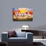 Seven Lucky Running Wild Horses Wall Art Animal Posters 7 Horses Running Painting 2 Canvas Poster Bedroom Decor Sports Landscape Office Room Decor Gift Frame-style Frame-style12x18inch(30x45cm)