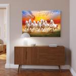 Seven Lucky Running Wild Horses Wall Art Animal Posters 7 Horses Running Painting 2 Canvas Poster Bedroom Decor Sports Landscape Office Room Decor Gift Frame-style Frame-style12x18inch(30x45cm)