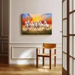 Seven Lucky Running Wild Horses Wall Art Animal Posters 7 Horses Running Painting 2 Canvas Poster Bedroom Decor Sports Landscape Office Room Decor Gift Frame-style Frame-style12x18inch(30x45cm)