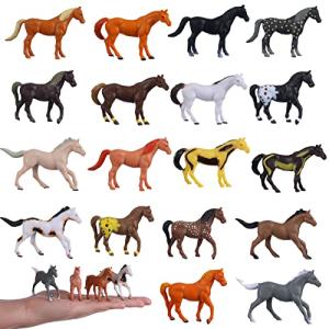 JOKFEICE Horse Figures 18PCS Plastic Miniature Animal Toys for Science Project, Learning Educational Toys, Cake Topper Birthday for Kids Toddlers