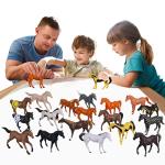 JOKFEICE Horse Figures 18PCS Plastic Miniature Animal Toys for Science Project, Learning Educational Toys, Cake Topper Birthday for Kids Toddlers