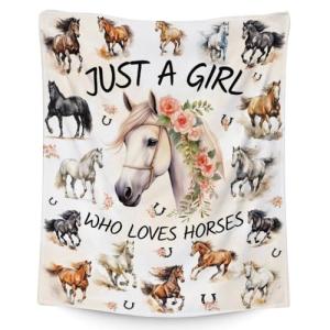 Horse Gifts for Girls 10-12 - 50" x 60" Inches Horse Blanket Gifts for Teens - Warm Soft Blankets for Couch, Bed & Travel