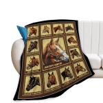 Racing Horses Blanket - Soft Warm Cozy Fleece Throw for Couch, Sofa, Bed - 50"x40" - Gifts for Girls, Boys, Men, Women, Kids, Adults