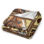 Racing Horses Blanket - Soft Warm Cozy Fleece Throw for Couch, Sofa, Bed - 50"x40" - Gifts for Girls, Boys, Men, Women, Kids, Adults