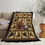 Racing Horses Blanket - Soft Warm Cozy Fleece Throw for Couch, Sofa, Bed - 50"x40" - Gifts for Girls, Boys, Men, Women, Kids, Adults