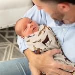 Sweet Jojo Designs Wild West Cowboy Baby Boy Swaddle Blanket Jersey Stretch Knit for Newborn or Infant Receiving Security - Red, Blue, Tan Western Southern Country Horse