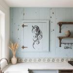 JBCHUCI Metal Horse Wall Art - Western Equestrian Line Art & Dynamic Metal Wall Sculptures, Horse Wall Decor for Home Bedroom, Bathroom, Living Room (15.7x 7.2 Inch)