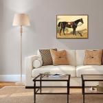 HLNIUC Rustic Farmhouse Horse Wall Art(12'X16') Dog Art Prints Canvas Wall Oil Painting Framed Vintage Wall Art for Room Office(Large Size)