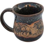 ALWAYS AZUL POTTERY Wild Horses Mug in Seamist Glaze - Handmade Ceramic Coffee Mug - Stylish and Unique Handcrafted Artistic Drinkware - Polished Clay Cups, Great for Coffee, Tea, and Art Lovers