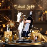 YINGAVERSAI Wine Bottle Holder Wine Racks Tabletop Horse Statue as Home Kitchen Wine Cellar Decorative Storage Organizer, Horse Sculpture Horse Decor Horse Gifts for Girls Men Women (Silver)