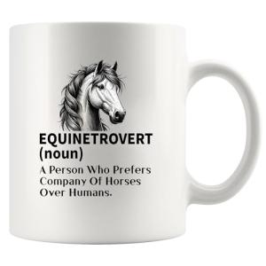 Panvola Equinetrovert Definition Mug Horse Lover Gifts For Women Men Equestrian Gifts From Mom Dad Friends Introvert Introverting Anti Social People Novelty Drinkware Ceramic Mug 11 oz White