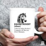 Panvola Equinetrovert Definition Mug Horse Lover Gifts For Women Men Equestrian Gifts From Mom Dad Friends Introvert Introverting Anti Social People Novelty Drinkware Ceramic Mug 11 oz White