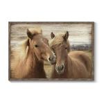TAR TAR STUDIO Farmhouse Brown Horse Wall Art - Vintage Wooden Frame Painting Small Wild Western Pictures for Bedroom Bathroom Living Room