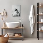 SWQYLB Funny Horse Bathroom Decor Cute Horse in Bathtub Wall Art Animal on Toilet Poster Prints Black and White Bathroom Animal Painting Rustic Bath Decor (Black, 12.00" x 18.00")