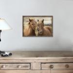 TAR TAR STUDIO Farmhouse Brown Horse Wall Art - Vintage Wooden Frame Painting Small Wild Western Pictures for Bedroom Bathroom Living Room