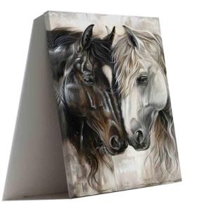 ZQQART Horse Canvas Wall Art Black White Horse Picture Prints Wild Aniamls Painting Couple Theme for Living Room Bedroom Decor (White,12W x 18L)