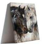 ZQQART Horse Canvas Wall Art Black White Horse Picture Prints Wild Aniamls Painting Couple Theme for Living Room Bedroom Decor (White,12W x 18L)