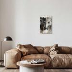 ZQQART Horse Canvas Wall Art Black White Horse Picture Prints Wild Aniamls Painting Couple Theme for Living Room Bedroom Decor (White,12W x 18L)