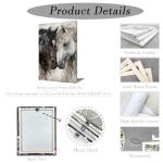ZQQART Horse Canvas Wall Art Black White Horse Picture Prints Wild Aniamls Painting Couple Theme for Living Room Bedroom Decor (White,12W x 18L)