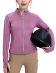 FitsT4 Sports Girls Fleece Equestrian Shirt Horse Riding Jacket Fall Winter Warm Horseback Riding Shirts Athletic Outwear Pink S