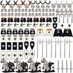 Medieval Weapons Pack for Custom Mini Knight Figures Ancient Kingdom Military Soldier Castle Armory Building Block Set Compatible with Major Brand,Includes heavy armor accessories and warhorses