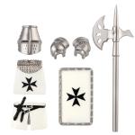 Medieval Weapons Pack for Custom Mini Knight Figures Ancient Kingdom Military Soldier Castle Armory Building Block Set Compatible with Major Brand,Includes heavy armor accessories and warhorses
