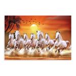 Seven Lucky Running Wild Horses Wall Art Animal Posters Canvas Poster Bedroom Decor Sports Landscape Office Room Decor Gift Unframe-style 08x12inch(20x30cm) ISVGXSZ