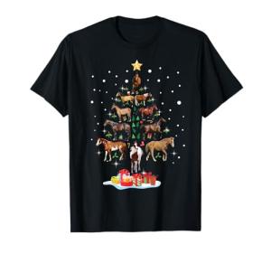 Horse Tree Christmas Horses Xmas Gifts For Women Girls T-Shirt