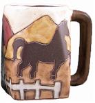 One (1) MARA STONEWARE COLLECTION - 12 Oz Coffee Cup Collectible Square Bottom Dinner Mugs - Equestrian Horse