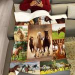 ABOXOBOG Horse Throw Blanket for Couch Bed 50" x 60" Soft Fleece Animal Theme Blankets Plush Cozy Throws for Horse Lovers
