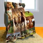 ABOXOBOG Horse Throw Blanket for Couch Bed 50" x 60" Soft Fleece Animal Theme Blankets Plush Cozy Throws for Horse Lovers