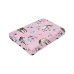 Knsoiv 3D Flannel Plush Throw Blanket, Horses Flowers Pink Pattern Little Girls Room Watercolor Blankets for Better Relaxing, Super Cozy Air Conditioning Blanket 50"X40"