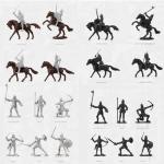 Enajucy 28pcs/Set Medieval Knights Toy Soldier - Army Figures Miniature Playset with Cavalry, Horses and Soldiers (Knights and Horse Set)