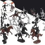 Enajucy 28pcs/Set Medieval Knights Toy Soldier - Army Figures Miniature Playset with Cavalry, Horses and Soldiers (Knights and Horse Set)