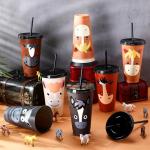 Mifoci 12 Horse Party Favors Horse Cups with Lid Straw 24 oz Plastic Drink Cups Bulk Reusable Tumblers for Birthday Party Themed Gifts