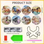 Spring Horse Diamond Art Coasters: 8 Pcs Standing Horse Diamond Painting Coasters with Holder, DIY Crafts Kit for Adults Beginners Home Decor Gifts